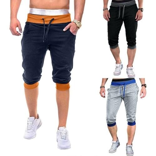 Patchwork Color Mens Sports Shorts Seven Minutes Pants