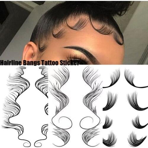 Hair Bangs Stickers for Women Stickers Hair Edge Black Stickers Baby Hairline Edging Temporary Tattoo Stickers Makeup Tools