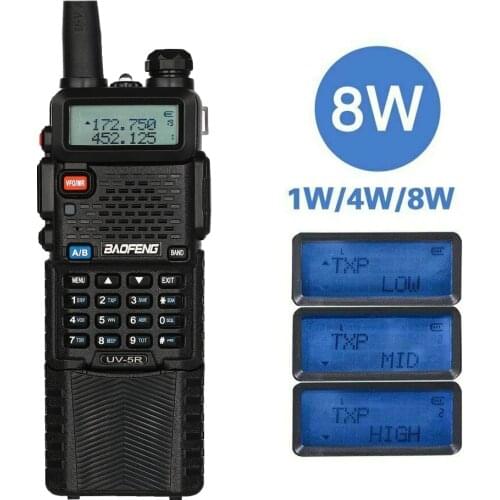 Baofeng UV-5R Power 8W Triple 8/4/1 Watts High Power 10km Long Rang Two Way Radio VHF UHF Dual Band UV5R Portable Walkie Talkie
