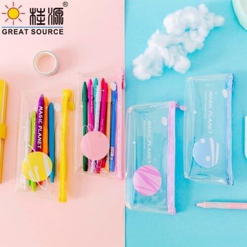 Bag Tranparent Pencil Case Pencil Pouch Waterproof Base Pencil Case Big Zipper Statioenry Pounch (3PCS)