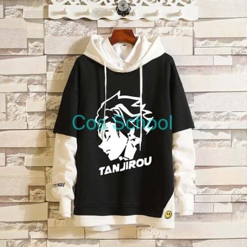Cos School Demon Slayer Kimetsu no Yaiba Hoodies Kamado Tanjirou Cosplay Sweatshirts Couple Hooded Sweater Tanjirou Costumes