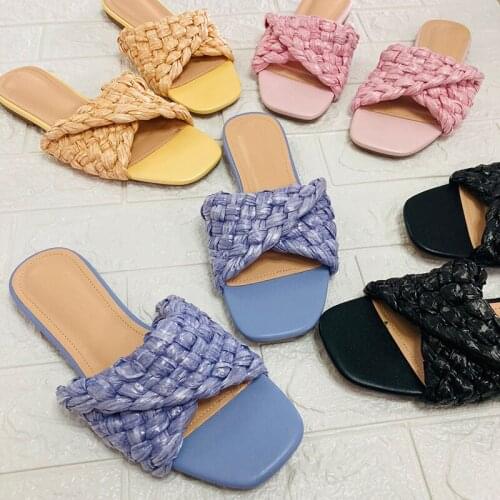 Women Summer New Fashion Trendy Sandals Pedal Indoor Outdoor Slippers Candy Color Female Lazy Drag Flat Flop Slippers
