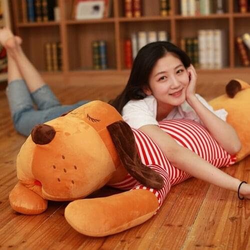 Super Soft Dog Plush toy Kawaii Puppy Animal Baby Stuffed Sleeping lying Dog Pillow Cushion Kids Gift Cute Soothing Toy on sale
