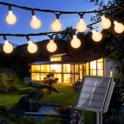 LED Outdoor White Ball Solar Lamp String Lights 5-22M 20-200LEDs Fairy Holiday Christmas Party Garland Garden Waterproof