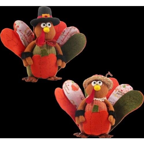 Pumpkin Turkey Styling Thanksgiving Doll Ornament Harvest Festival Dwarf Doll N0PA