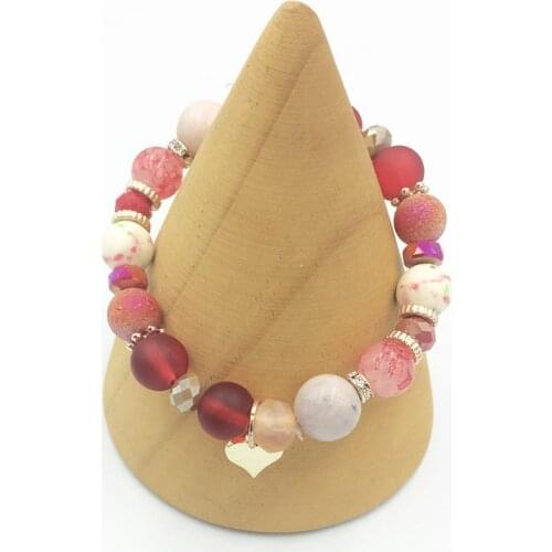 HanJing 2019 Trendy bohe bohemian korean woman female heart bead bracelet multicolor color elastic adjustable bracelets jewelry