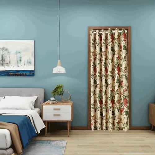 1PC Panel Rings Nordic Flowers Door Curtain Modern Blackout Kitchen Door Door Way Drapes *VT