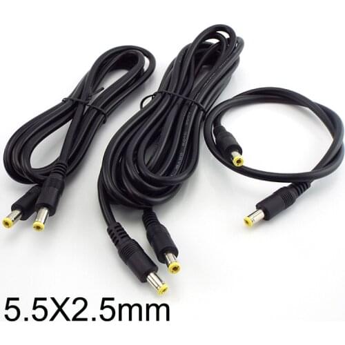 12V 5.5MM X2.5mm Plug Power cable connector 0.5m 1.5M 3m DC male to male Cord Adapter Extension wire for pc laptop power supply