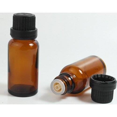 200pcs/lot 20 ml Brown Glass Essential Oil Container, 20 ml amber glass bottle for liquid cosmetic use