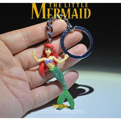 6pcs/lot Disney Princess 6.5cm Mermaid Keychain Figure Toys Model Doll Pendant Figurine Home Office Decoration