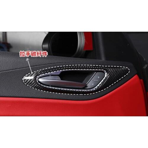 ABS 4pcs/lot Front and back door carbon fiber inner hand frame car stickers car styling For Alfa Romeo Giulia 2017 2018