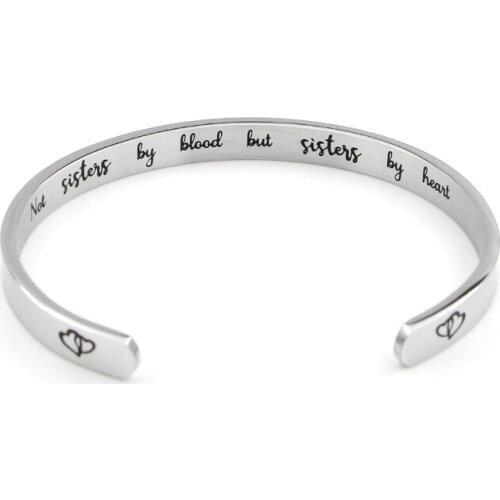 Stainless Steel Cuff Bracelets Bangles Not sisters by blood but sisters by heart Bangle For Women Girls Friendship Jewelry Gift