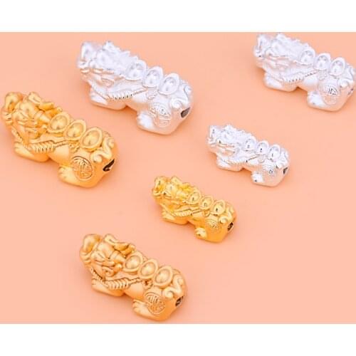 S999 full silver 3D hard silver jewelry accessories, Zhaocai Yuanbao Pi Xiu beads, handmade DIY bead wear material accessories