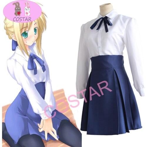 COSTAR Anime Fate Stay Night Cosplay Costumes Saber Cosplay Costume Uniforms Halloween Carnival Party Game FGO Women Costume