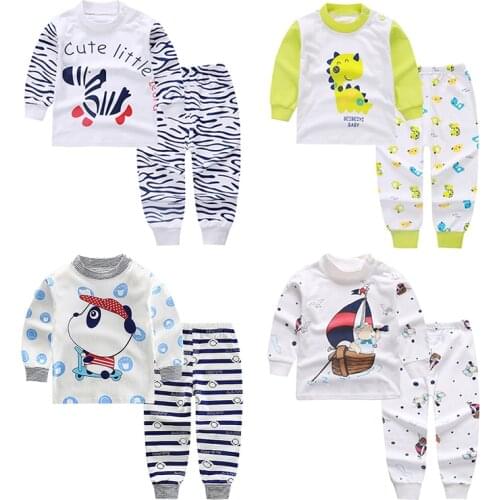 Kids boy pajamas animals infant girl pyjamas sets cotton sleepwear children tops + pants disonaur panda home clothes 2pcs/set