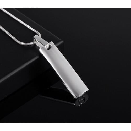 IJD9884 High Polished 316L Stainless Steel Blank Engravable Rectangle Cremation Urn Pendant Ashes Keepsake Necklace For Men