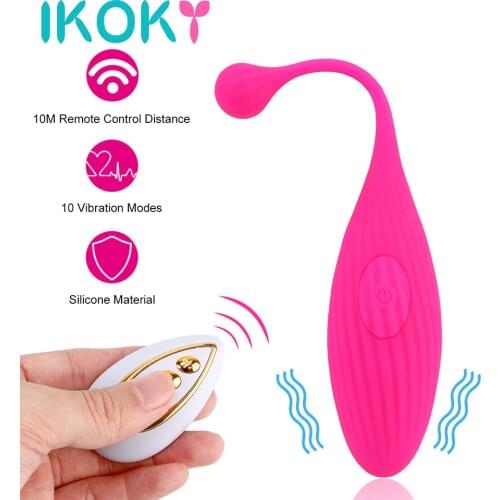 IKOKY 10 Mode Anal Clitoris Stimulation G Spot Massager Vaginal Tighten Exercise Wireless Remote Vibrator Egg Sex Toys for Women