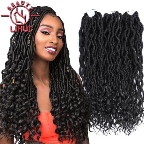 Faux Locs Crochet Hair Soft Goddess Locs Hair Synthetic Hair Extension Natural Black Pre Looped 18Inch 24 Strands/Pack