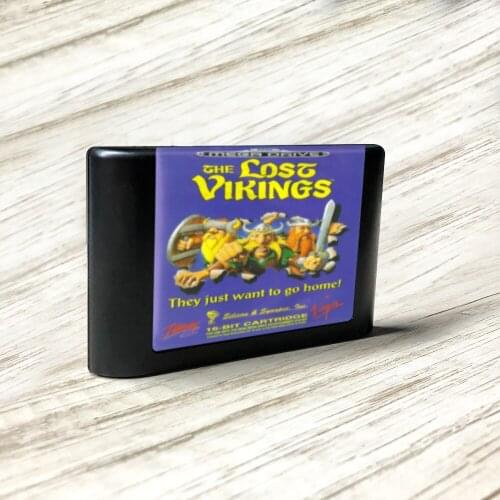 The Lost Vikings - EUR Label Flashkit MD Electroless Gold PCB Card for Sega Genesis Megadrive Video Game Console