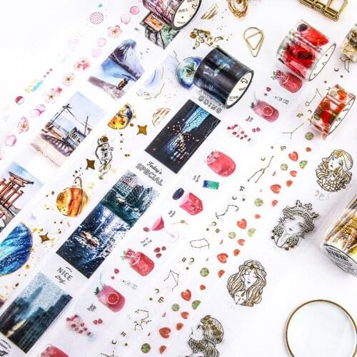 3pcs/lot Vintage Rainy Season Gilding Washi Tape Diy Scrapbooking Sticker Label Masking Tape School Office Supply