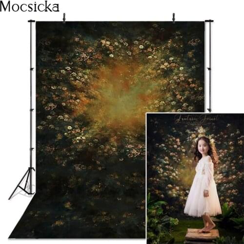Mocsicka Newborn Flower Photography Background Realistic Style Dark Yellow Backdrop Child Portrait Photo Decoration Props Studio