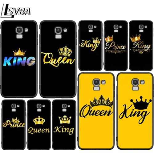 King and Queen for Samsung Galaxy J2 J3 J4 Core J5 J6 J7 J8 Prime duo Plus 2018 2017 2016 Soft Black Phone Cover