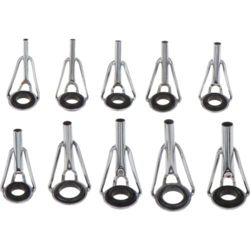 Set of 40 Stainless Steel Fishing Rod Guides Fishing Guides Ring Eye Fishing Rod Tips Ceramic Ring Guides Repair Kit - 10 Sizes