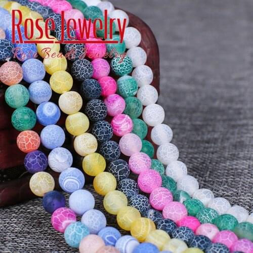 Natural Stone Beads Blue Green Red Cracked Dream Fire Dragon Veins Agates Beads For Jewelry Making DIY Bracelet 15" 6/8/10/12mm