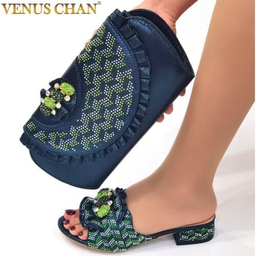 New 2021 Venus Chan Shoes and Bags To Match Shoes with Bag Set Decorated with Rhinestone Nigerian Shoes and Matching Bags