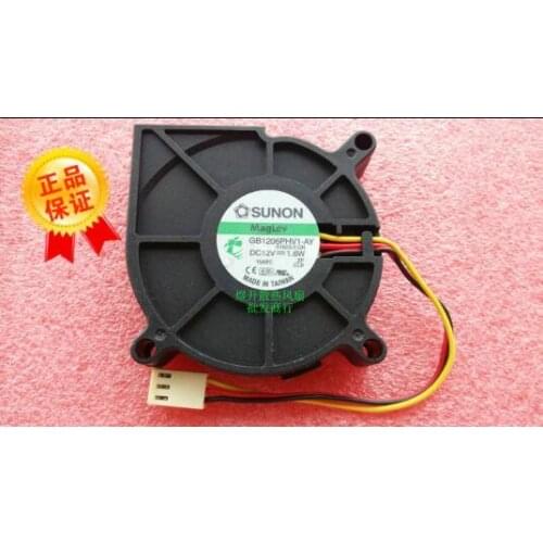 Original SUNON 6015 60x60x15mm DC 12V 1.6W 6CM GB1206PHV1-AY 3-line Turbo Blower Cooling Fan