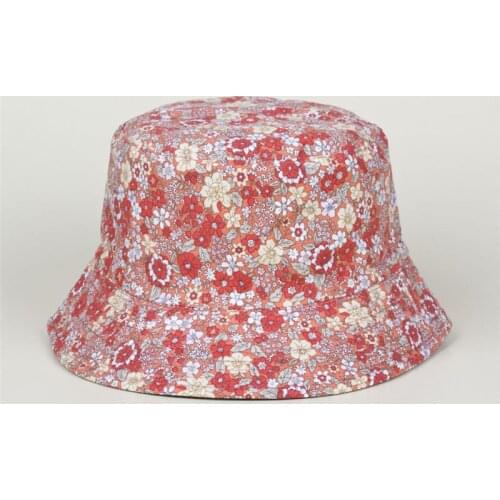 Cotton Flower Print Bucket Hat Fisherman Hat Outdoor Travel Hat Sun Cap Hats for Men and Women 380