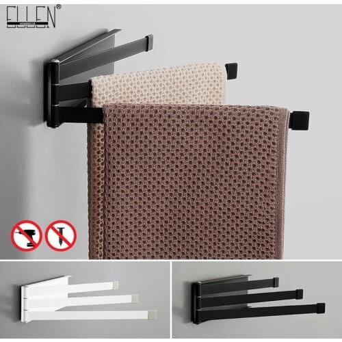 Bathroom Towel Shelf Bath Movable Towel Holder 3 Layer Aluminum Black Finished ELM17