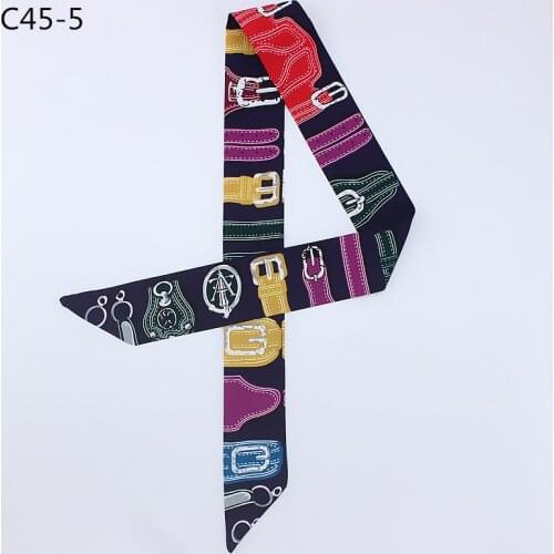 Hot sale womens summer silk scarf belt head printing luxury brand ladies satin turban wrap handbag handle ribbon headband MQ57