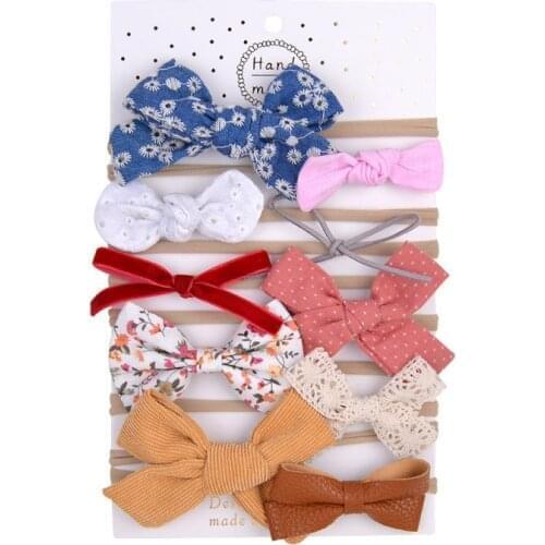 10 PCS Baby Girl Headbands and Bows, Newborn Infant Toddler Nylon Hairbands Hair Accessories