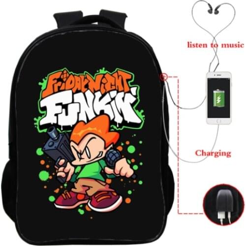 Friday Night Funkin Backpacks Boys Girls School Bags 16 Inch 3d Friday Night Funkin School Bagpack Teengaer Usb Charging Mochila