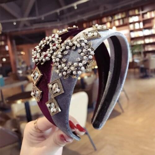 Luxurious hair accessories womens retro temperament diamond super flashing fire board wide side wild hairband headband headwear