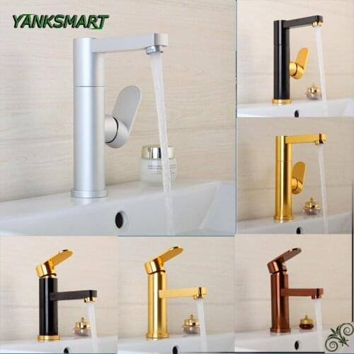 YANKSMART Bathroom Basin Faucet 6 Choices Hand Painting Space Aluminium Metal Materials 1 Handle Hot&cold Water Mixer Faucets