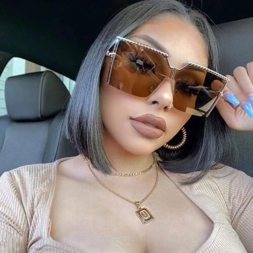 Oversized Squares Sunglasses Women Men Luxury Brand Designer Alloy Frames Gradient Lens Vintage Rimless Sun Glasses Eyewear