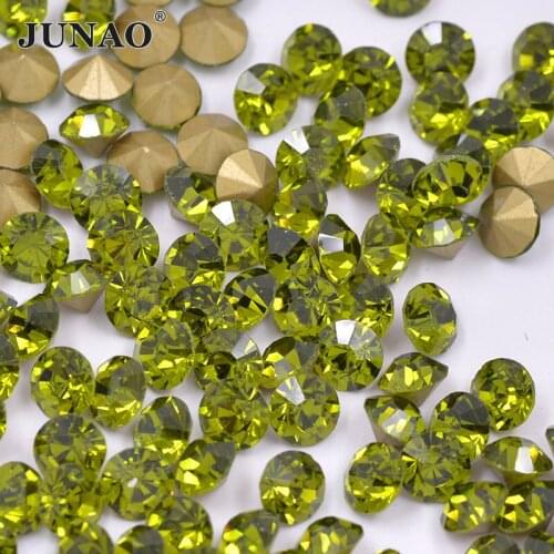 SS 6 8 10 12 16 20 30 Olive Glass Crystals Point Rhinestones Round Strass Nail Art Decoration Pointback Stones and Crystals