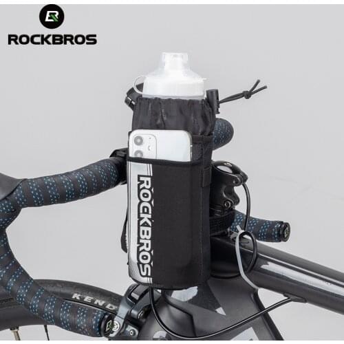 ROCKBROS Bicycle Handlebar Bag Cycling Water Bottle Carrier Pouch MTB Bike Kettle Bag Riding Handlebar Bag Bicycle Accessories