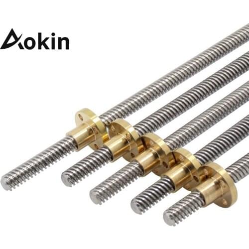 T8 Lead Screw 8mm 100mm 150mm 250mm 300mm 330mm 350mm 400mm 500mm Trapezoidal Screws Copper Nuts Lead Screw for 3D Printer Parts