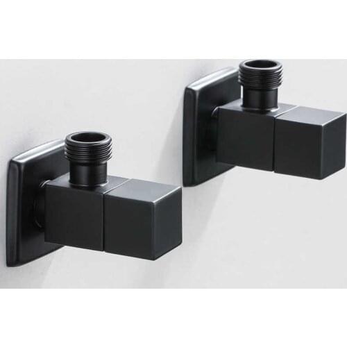 Tuqiu Angle Valve Water Control Valve Brus Gold Corner Valve Bathroom Tap Water Valve 1/2*1/2 Stainless Steel Black Angle valves