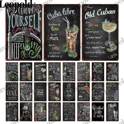 Vintage Metal Plaque Wine Bottle Wine Glass Wall Sticker Metal Poster Tin Label Bar Ktv Home Decoration