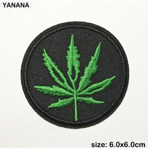 Leaf shape Embroidered Patches for Clothing DIY Stripes Applique Clothes Stickers Iron on Badges