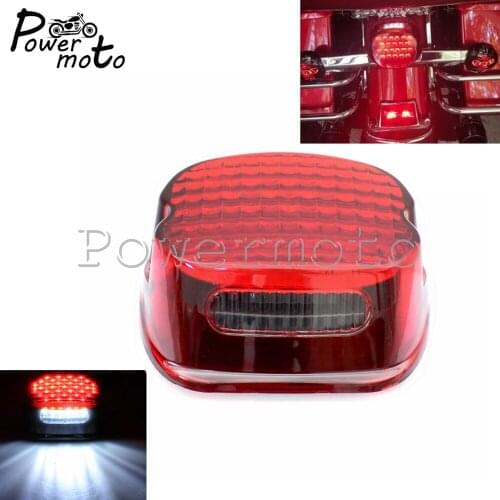 12V Red Motorcycle Tail Light Rear Brake LED Lamp for Harley Dyna Super Glide Sportster Touring Road King w/ License Plate Light