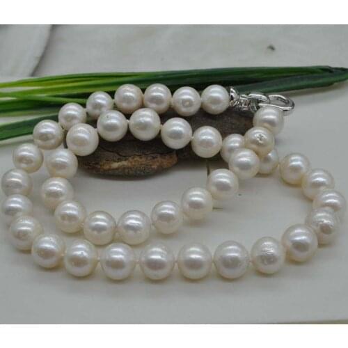NEW Natural Rare white 10-11mm round kasumi pearl necklace 18"