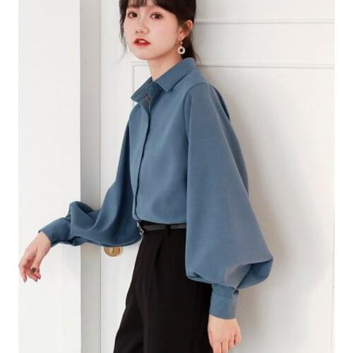 2021 Spring Woman Blouses Shirts Lantern Sleeve Bubble Design Casual Ladies White Blouse Tops Office Work Wear Clothes