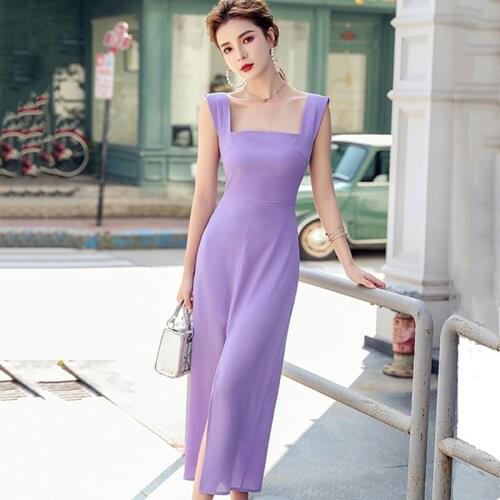 Women Straps Dress Summer 2021 Elegant Fashion Gentlewomen Slim Package Hip Part Dress Sexy Spaghetti Strap Sleeveless Dress