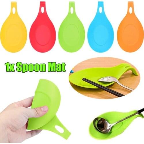 1Pcs Multipurpose Food Grade Silicone Spoon Mat Silicone Heat Resistant Placemat Tray Spoon Pad Drink Glass Coaster Kitchen Mat