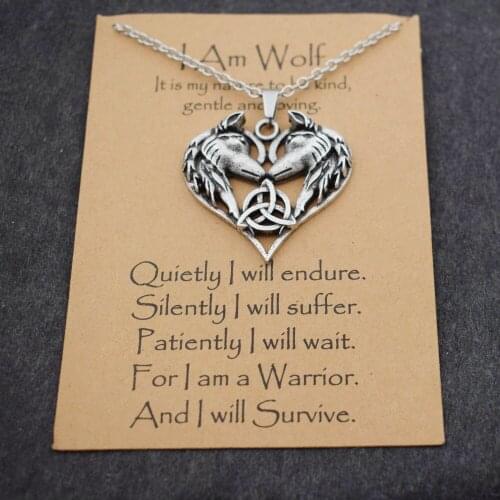 1pcs couple wolf heart necklace lovers gift